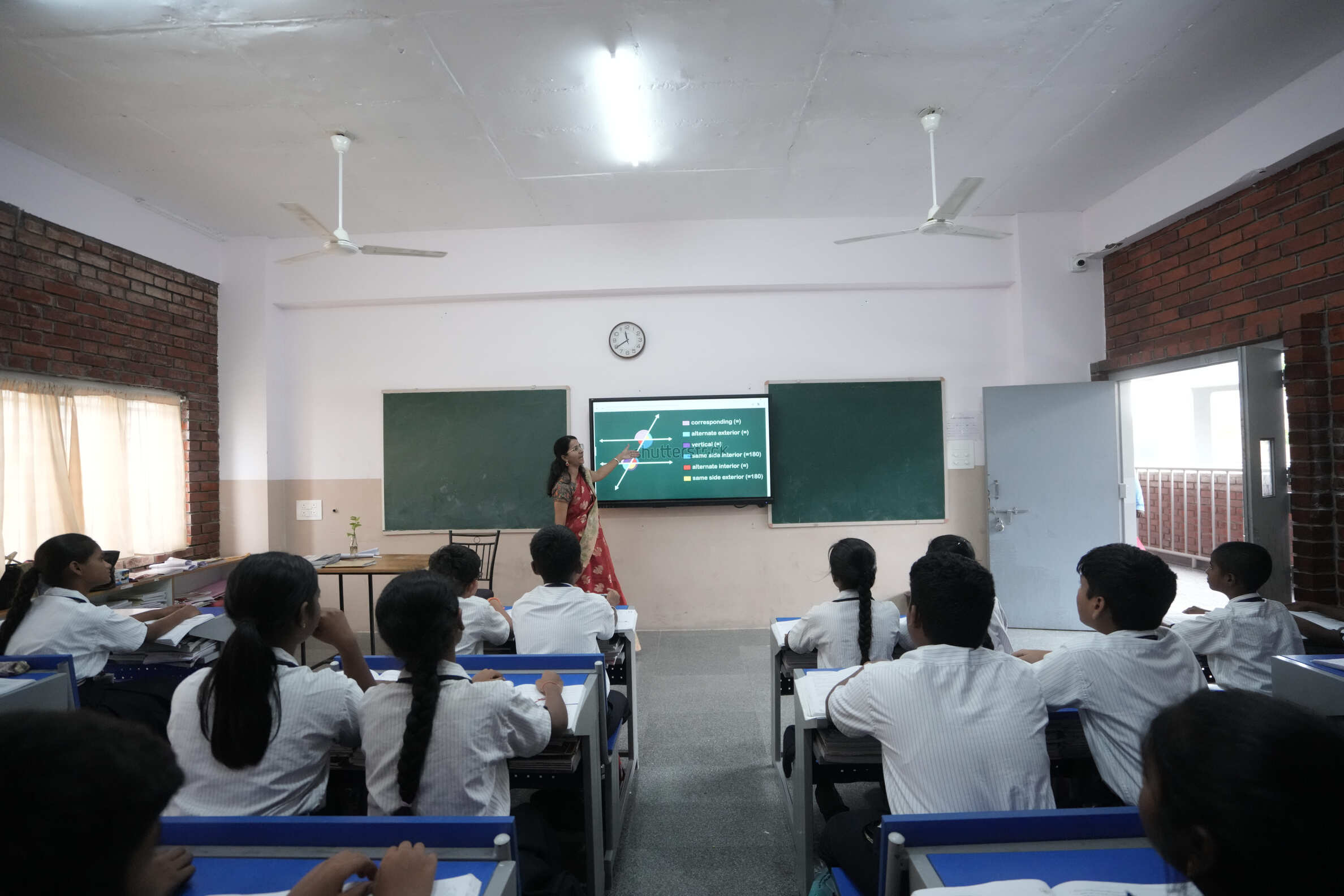 Students collaborating in a modern classroom